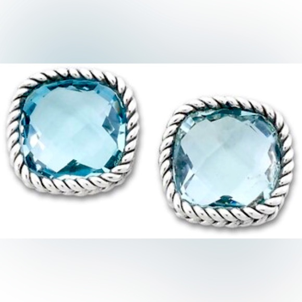 NWT Samuel B. Silver 3.40 ct. tw. Blue Topaz Studs
